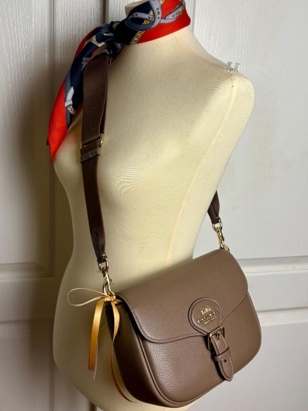 Coach NWT Amelia Pebble Leather Saddle Bag in Dark Stone - Picture 2 of 16